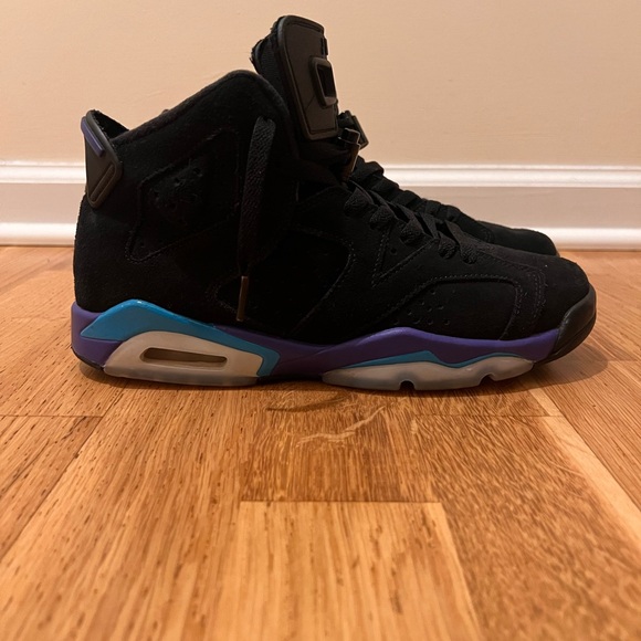 Air Jordan “Aqua” Black and Purple High-Top Sneakers